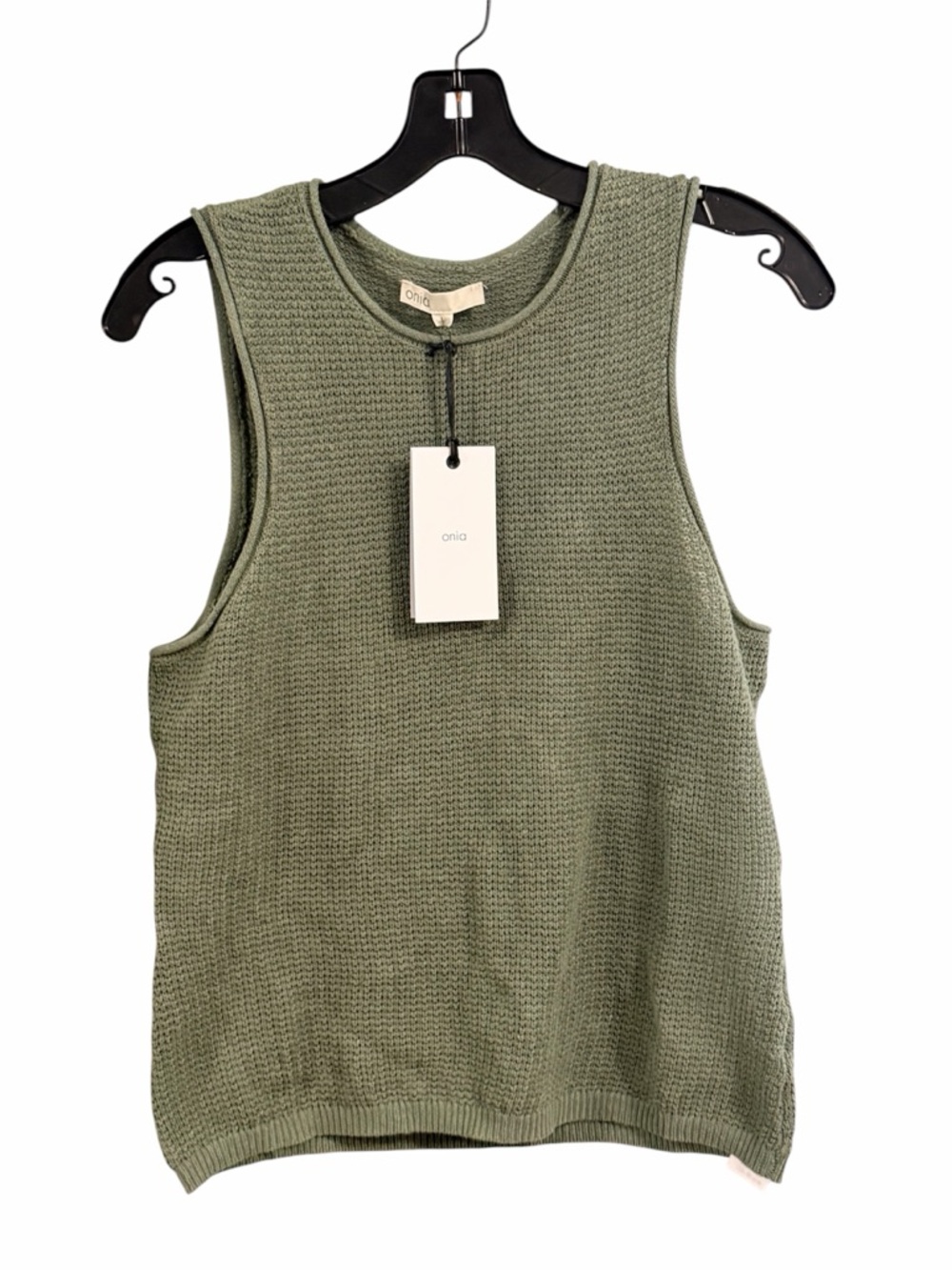Onia Linen Knit Tank Sleeveless Top in Sea Spray Green NWT